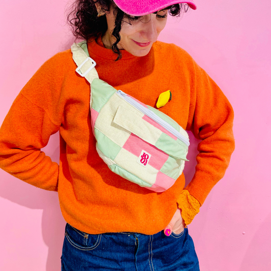 Bananass à carreaux rose, vert et crème