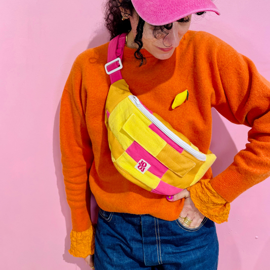 Bananass à carreaux orange, rose et jaune