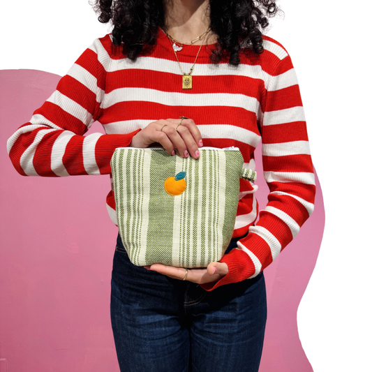 Pochass verte à motif orange