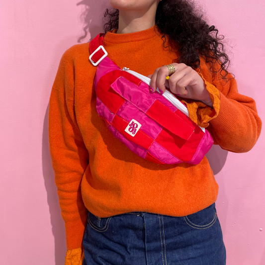 Bananass à carreaux rose et rouge