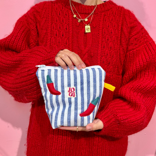 Pochass bleu vichy à motifs piments !