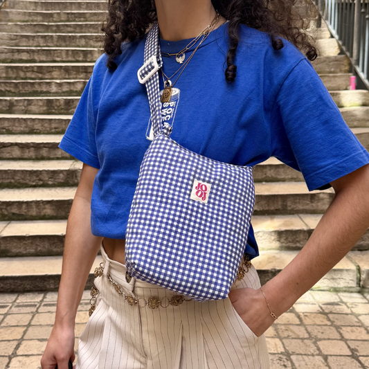 Mini boursass vichy bleu marine