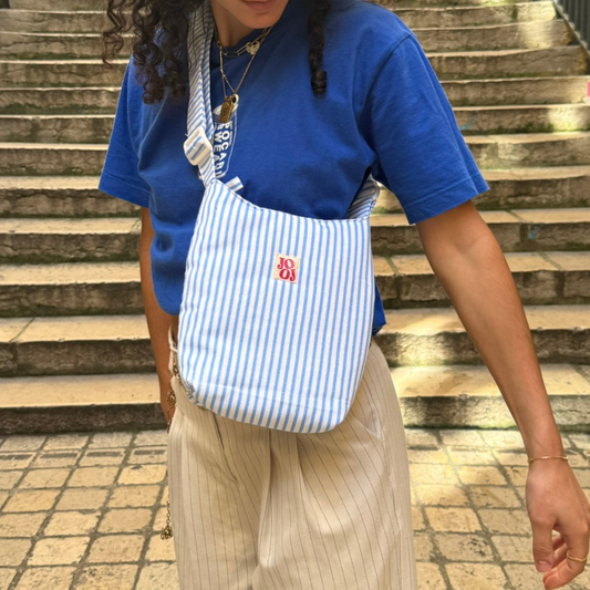 Mini boursass à rayures bleues
