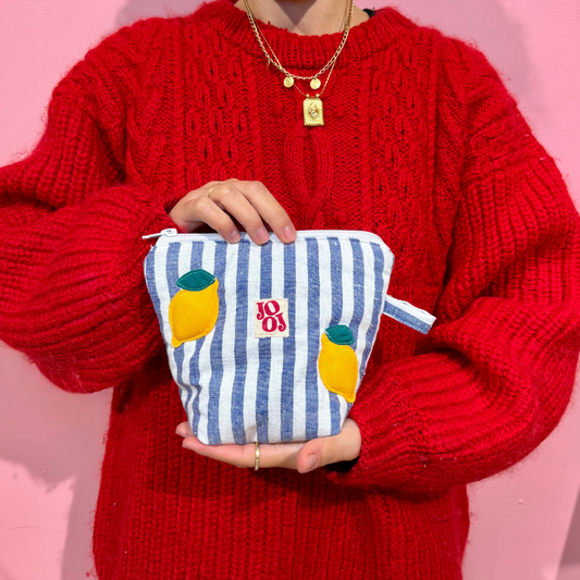 Pochass rayée bleu/blanc avec motifs citrons !