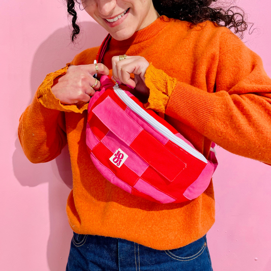 Bananass à carreaux rose et rouge