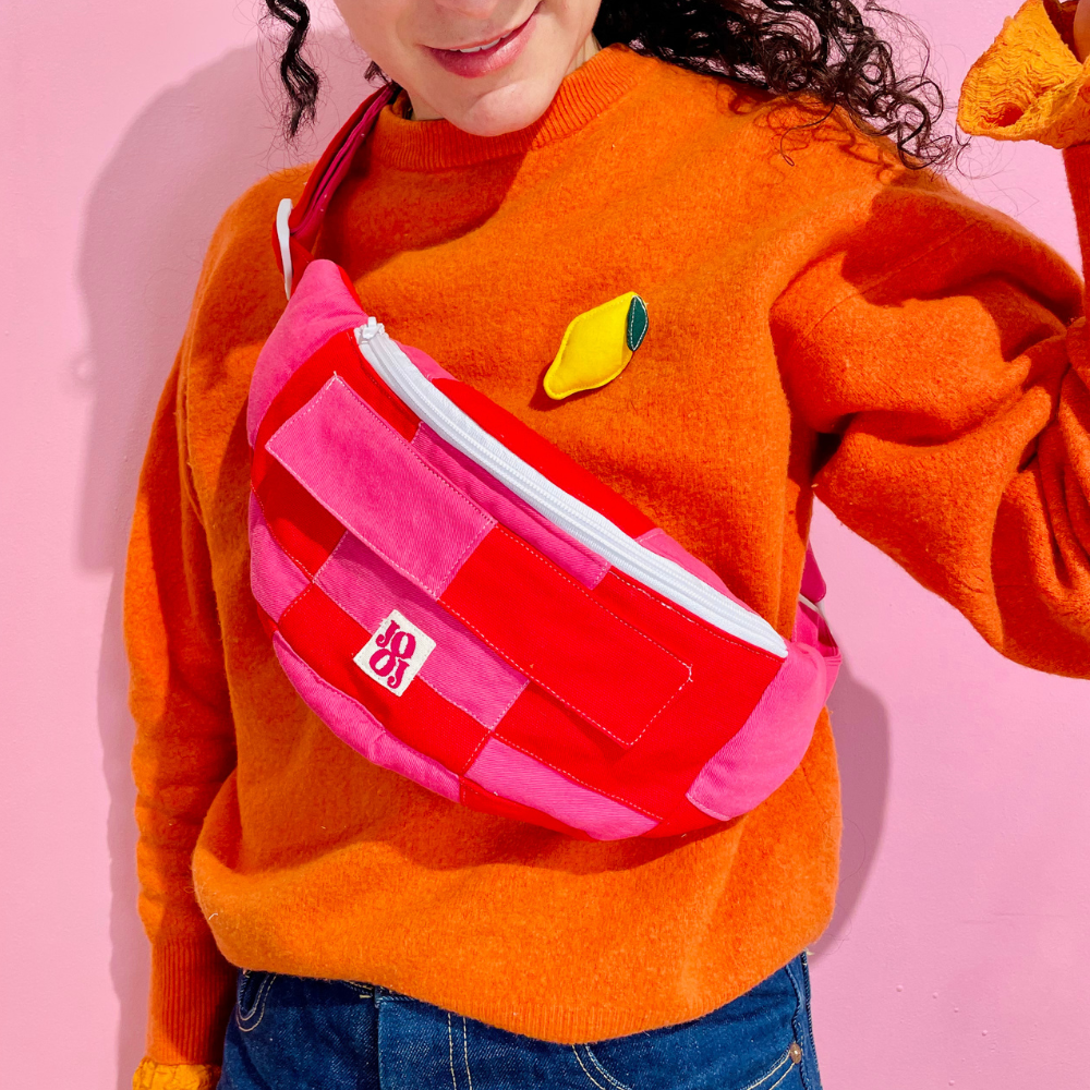 Bananass à carreaux rose et rouge