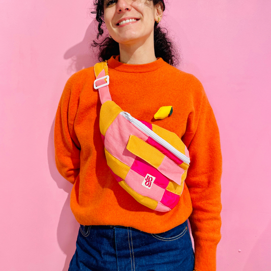 Bananass à carreaux fushia, rose et orange