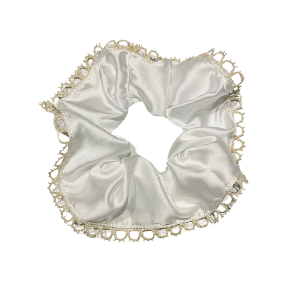 Scrunchy en soie à dentelles vintage