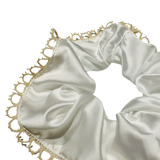 Scrunchy en soie à dentelles vintage