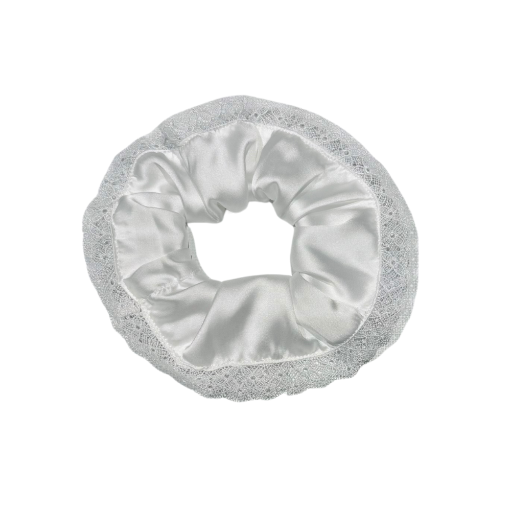 Scrunchy en soie à dentelles vintage