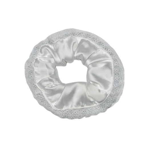 Scrunchy en soie à dentelles vintage