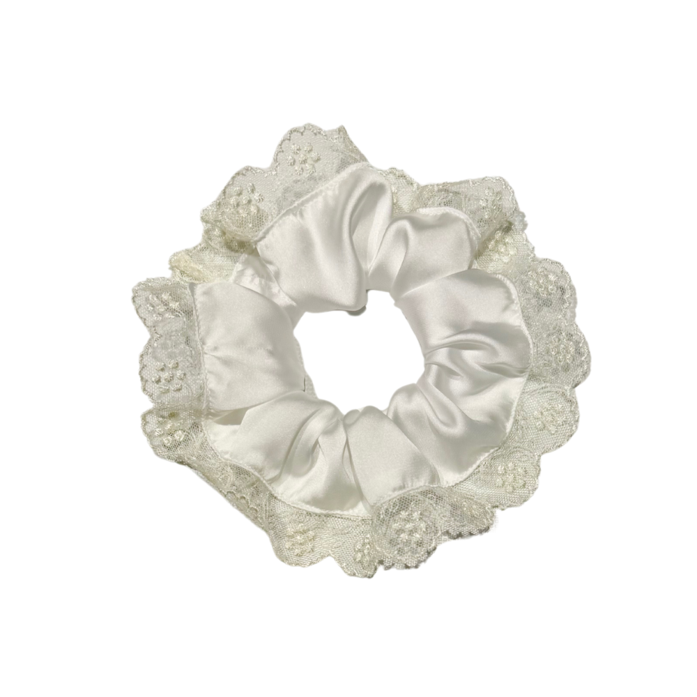 Scrunchy en soie à dentelles vintage