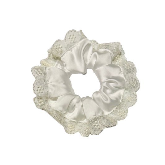 Scrunchy en soie à dentelles vintage