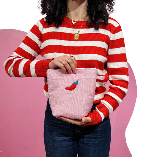 Pochass rouge à rayures rouge à motif piment