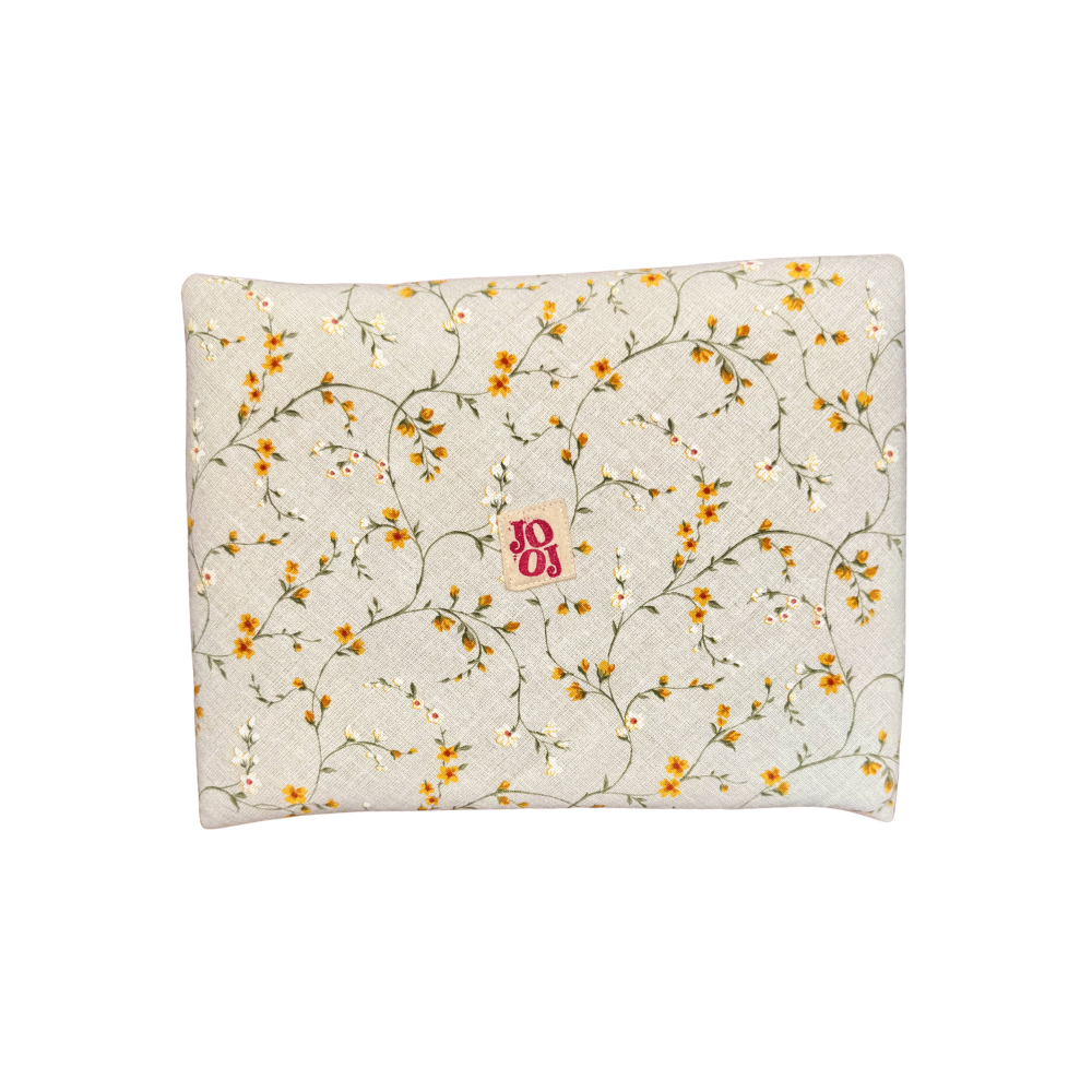 Pochette d'ordi à fleurs jaunes et blanches 💌