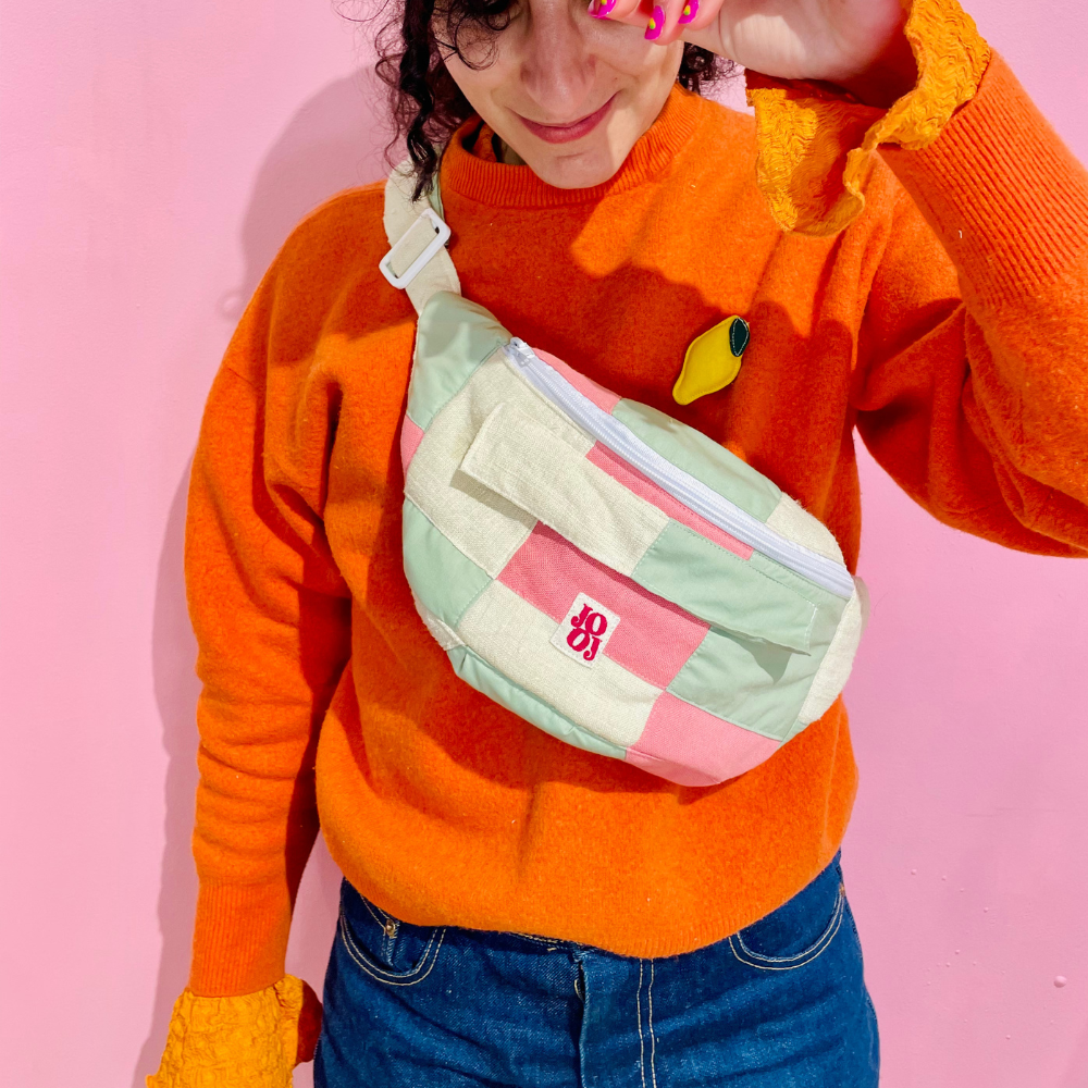 Bananass à carreaux rose, vert et crème