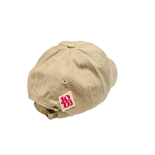 Casquette beige/gris motif pizza