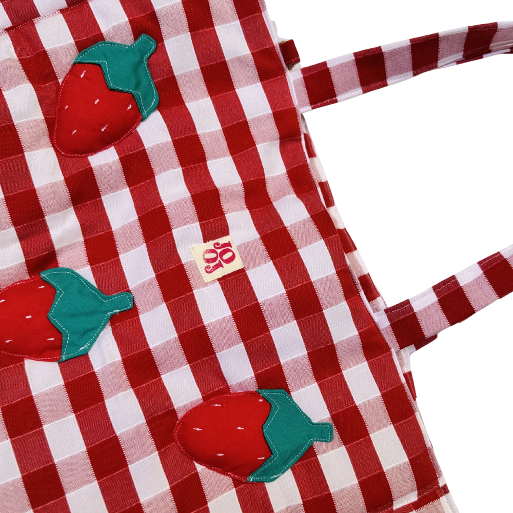 Cabass vichy rouge à motifs fraises