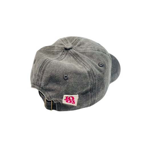 Casquette noir délavé motif œuf au plat