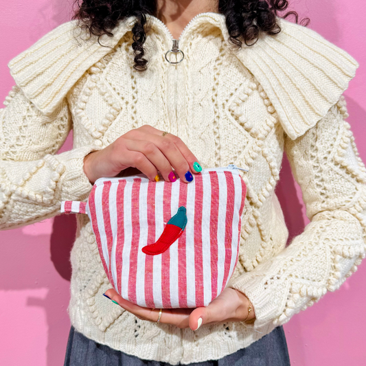 Pochass rayée rouge/blanc à motif piment !