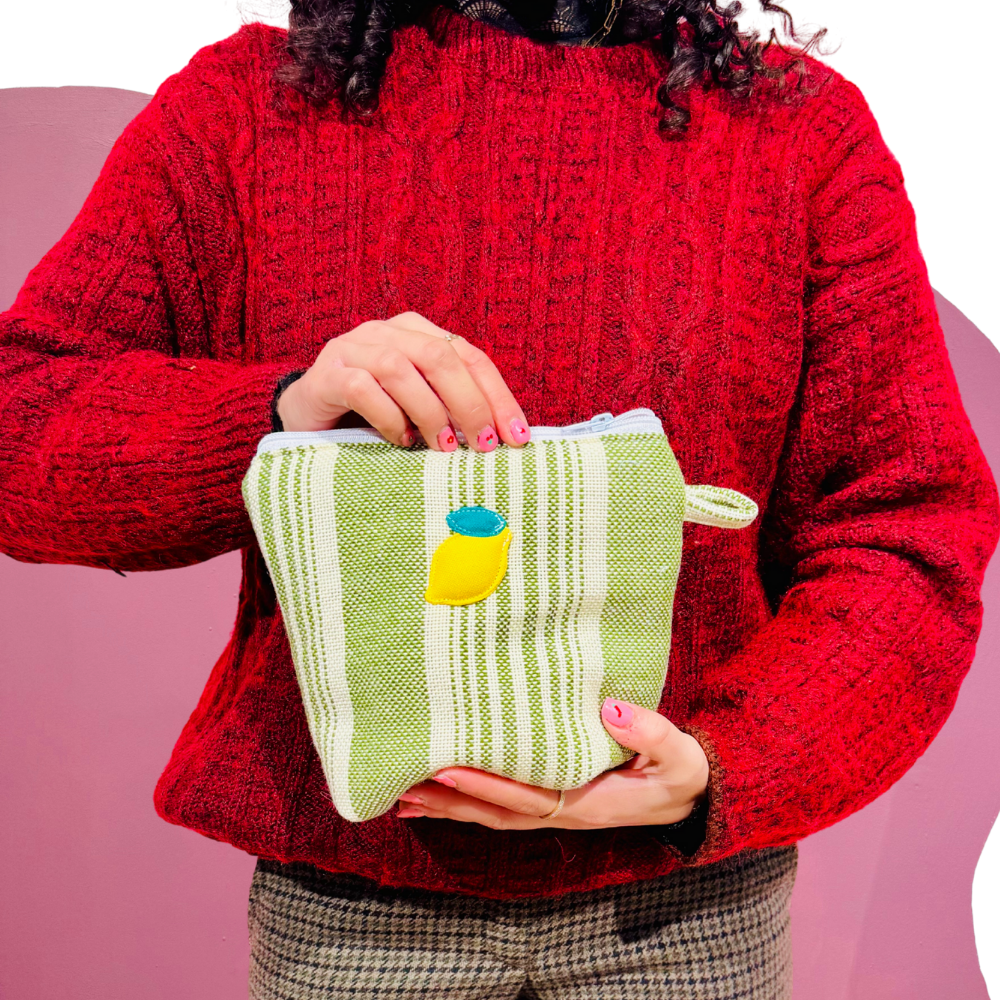 Pochass vert vichy à motif citron