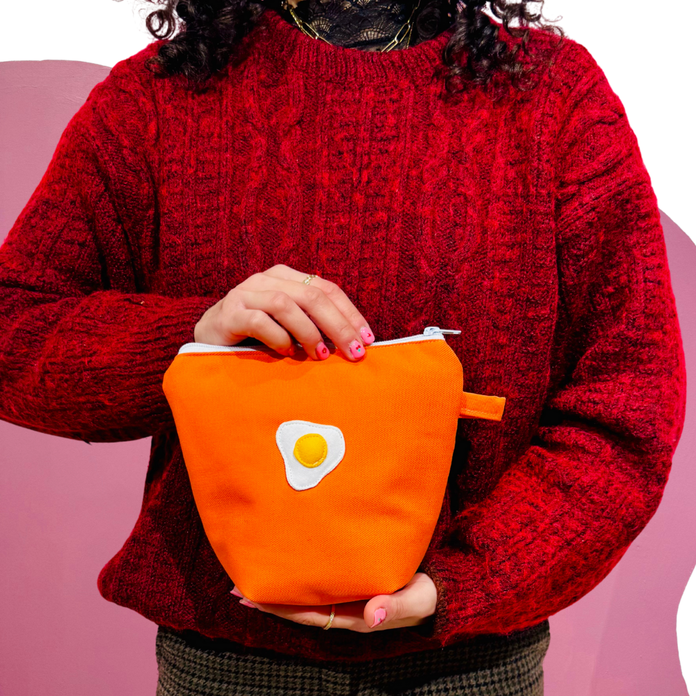 Pochass orange à motif œuf au plat