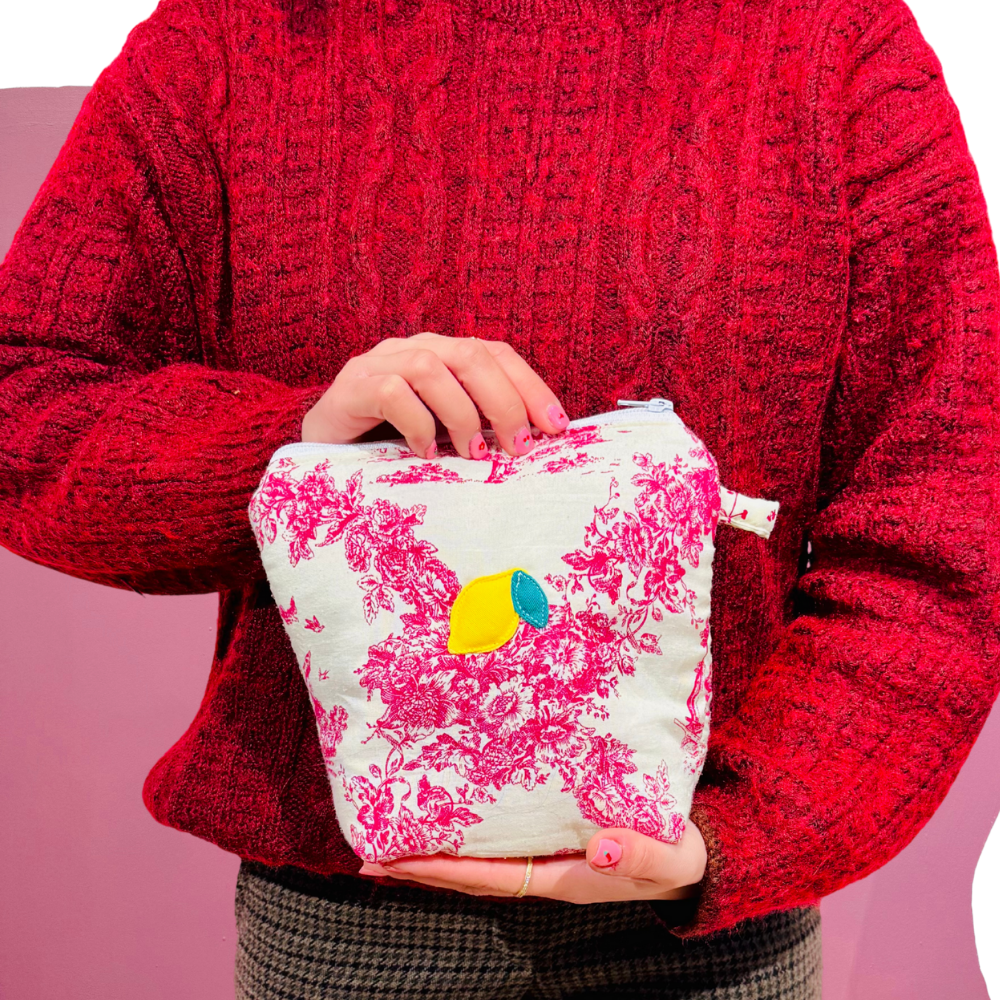 Pochass toile de Jouy à motif citron