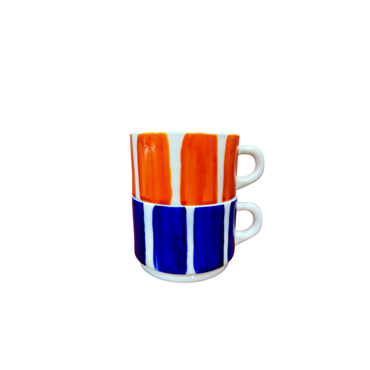 Tasses rayées orange et bleu !