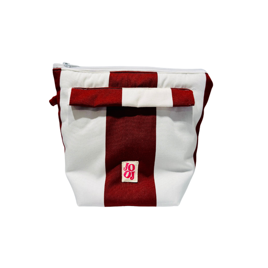 Troussass de toilette rayée bordeaux/blanc à motif citron