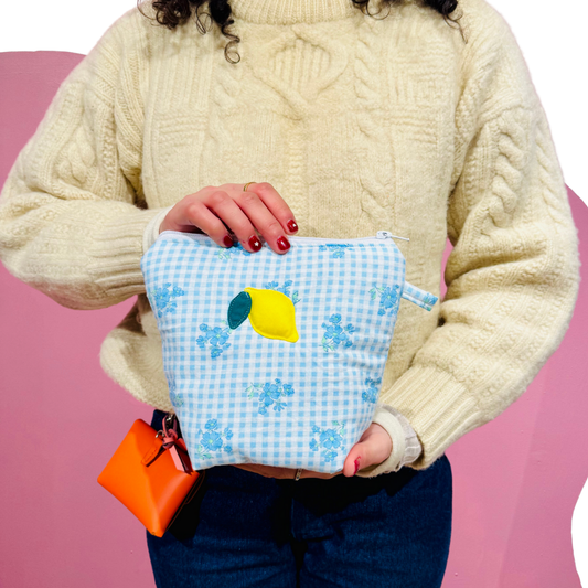 Pochass bleu vichy à motif citron