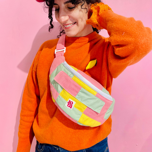 Bananass à carreaux jaune, rose et vert