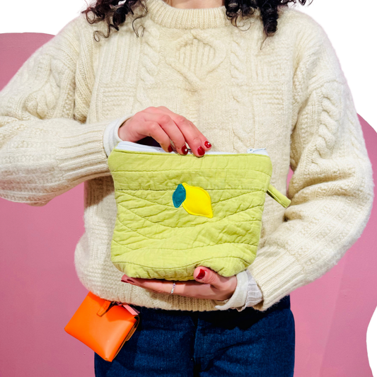 Pochass verte en boutis à motif citron