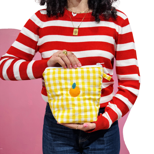 Pochass vichy jaune à motif orange