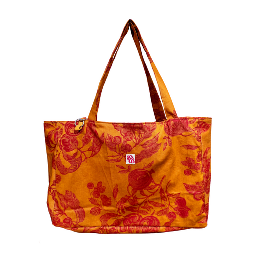 Cabass orange à motifs fleurs