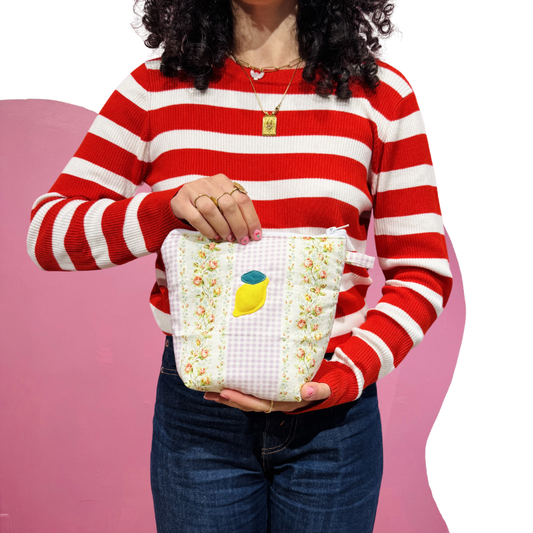 Pochass lila vichy à motif citron