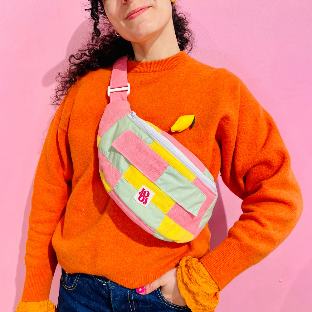 Bananass à carreaux jaune, rose et vert