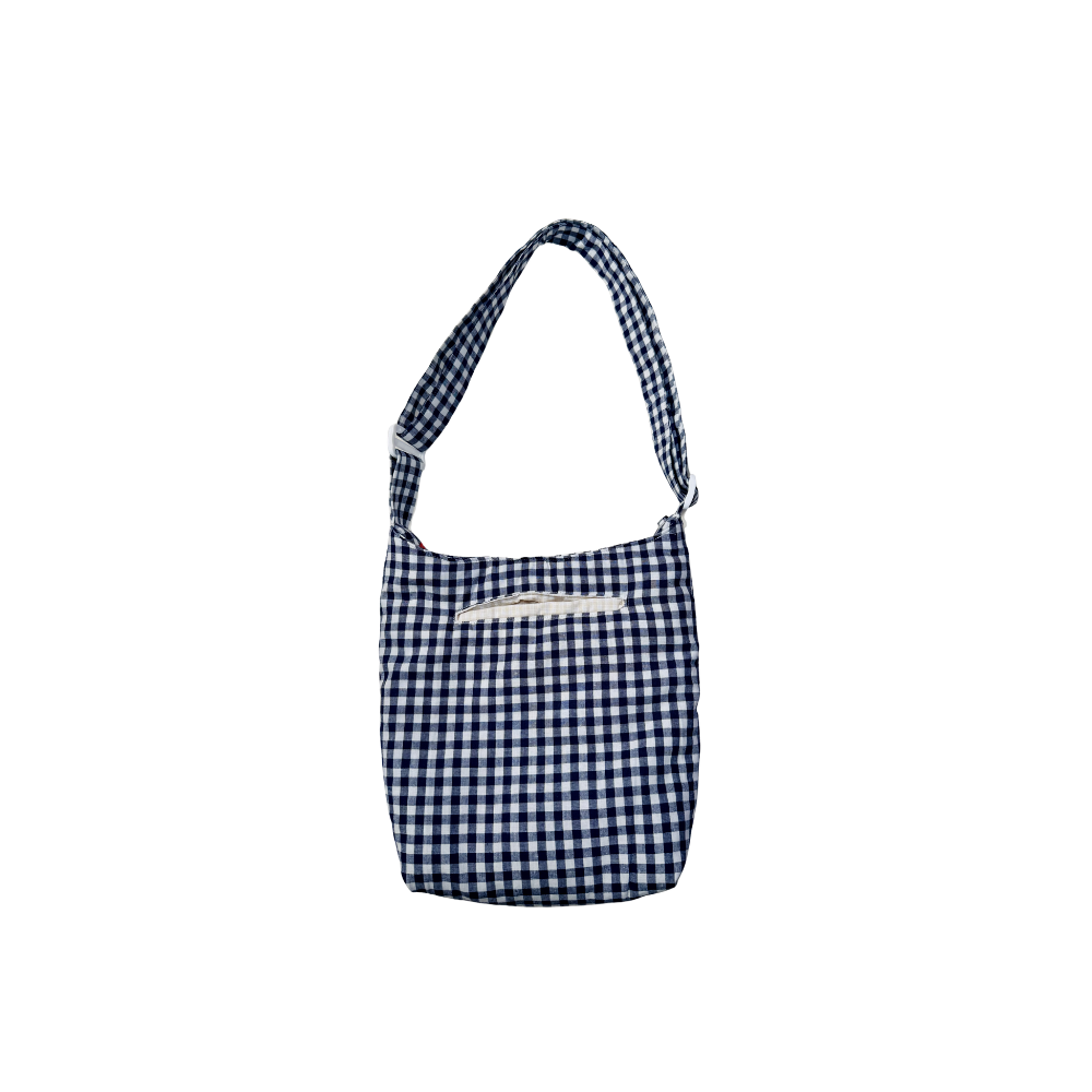 Boursass vichy bleu marine à motifs citrons