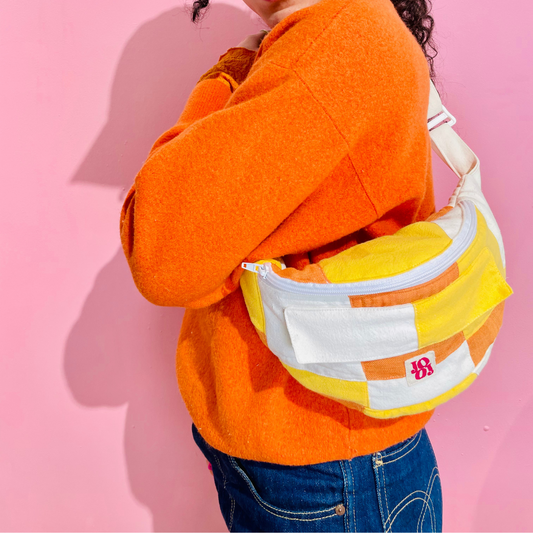 Bananass à carreaux jaune, écru et orange