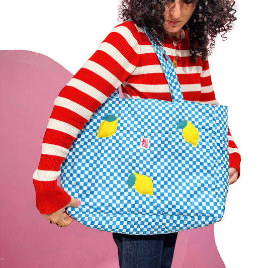 Cabass bleu à motifs citrons