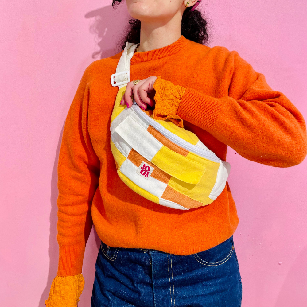 Bananass à carreaux jaune, écru et orange