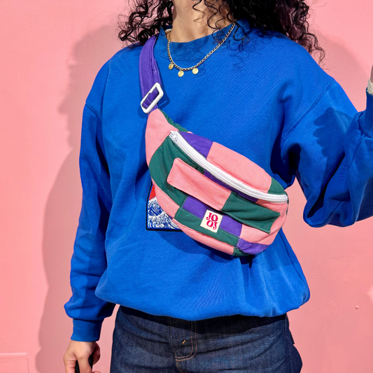 Bananass à carreaux vert, rose et violet