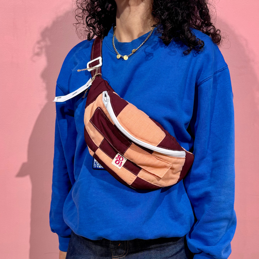 Bananass à carreaux bordeaux et rose