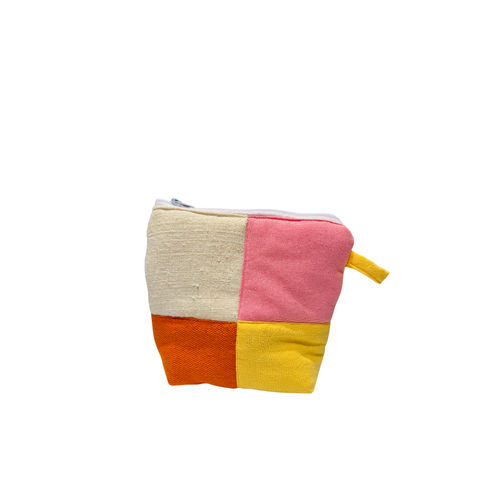 Pochass à carreaux écru, jaune, rose et orange