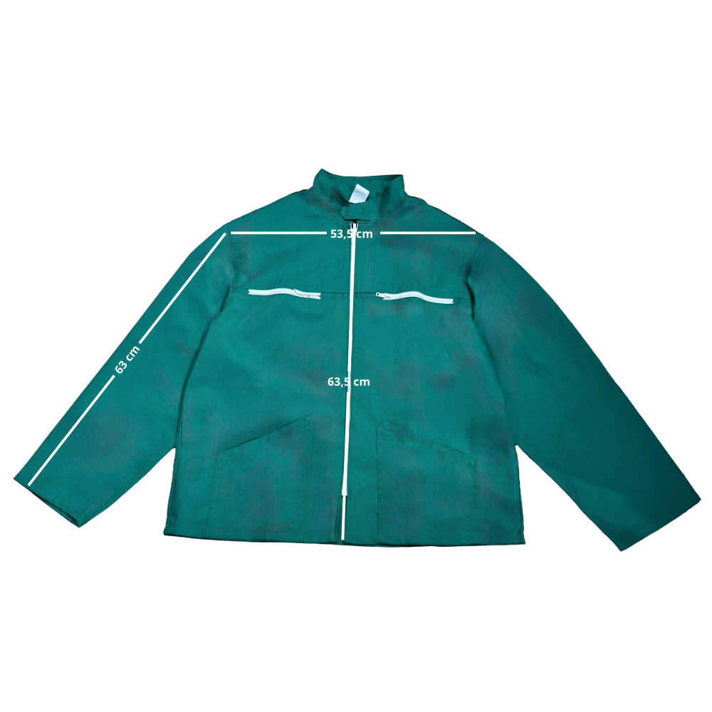 Veste verte à motif rayures roses et jus d’oranges 3D