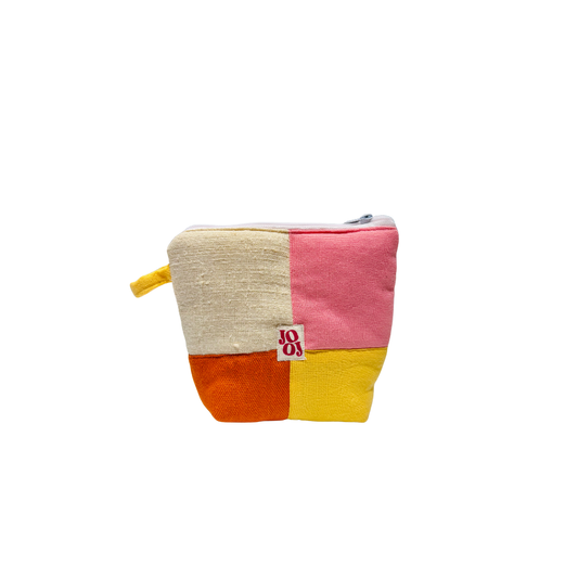 Pochass à carreaux écru, jaune, rose et orange
