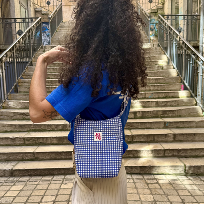 Mini boursass vichy bleu marine