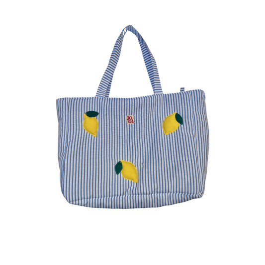 Cabass à rayures bleu / blanc à motifs citrons