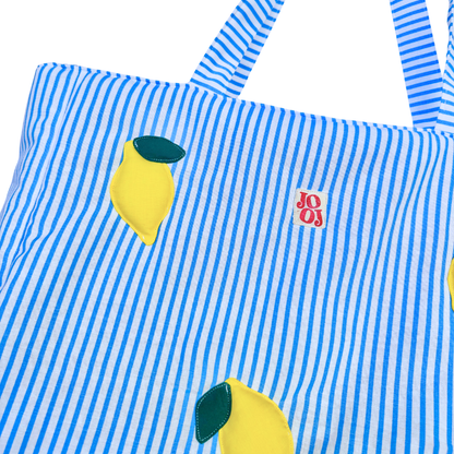 Cabass à rayures bleu / blanc à motifs citrons