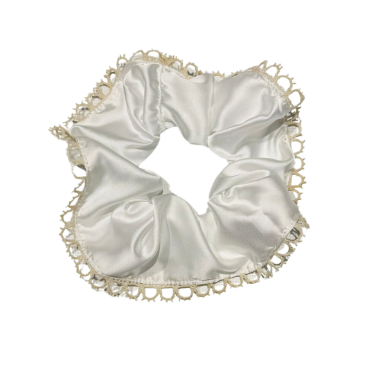 Scrunchy en soie à dentelles vintage