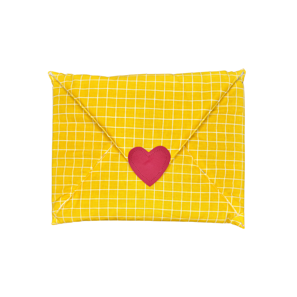 Pochette d'ordi à carreaux jaunes 💌